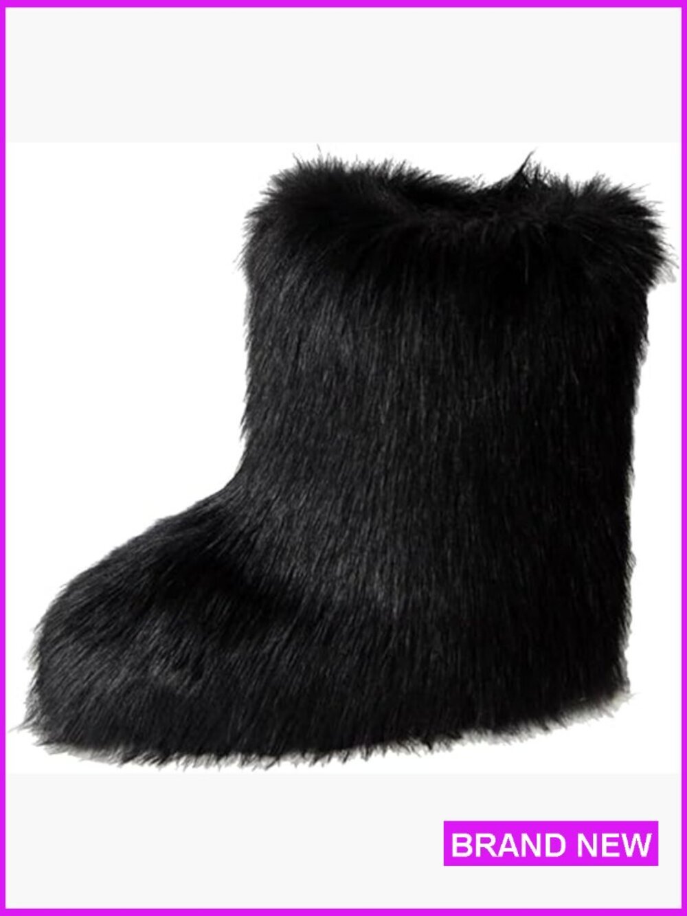 Faux Fur Mid-Calf Snow Boots Fluffy Winter Outdoor Flat Shoes